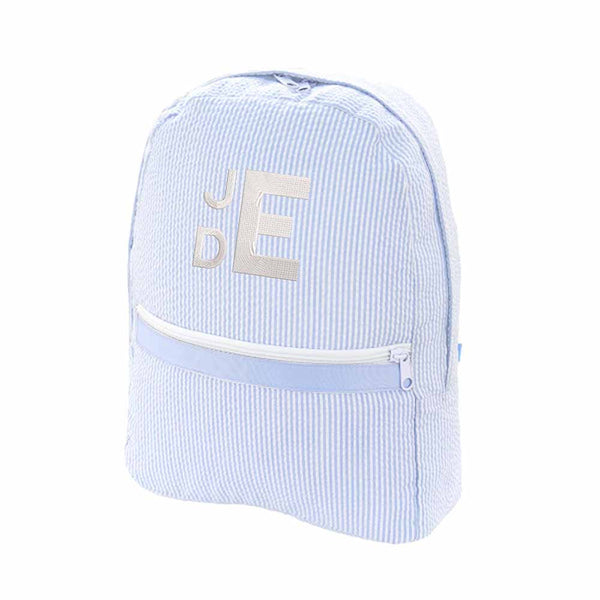 Baby Blue Seersucker Backpack - Petite & Sassy Designs
