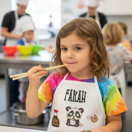 Personalized Kids Apron with Asian Food Design - Petite & Sassy Designs