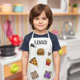 Personalized Kids Apron – Burger, Pizza & Fries Foodie Design - Petite & Sassy Designs