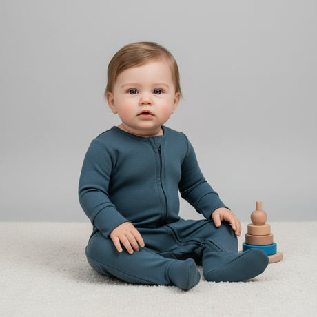 Infant Organic Cotton Zippered Romper with Footies - Petite & Sassy Designs