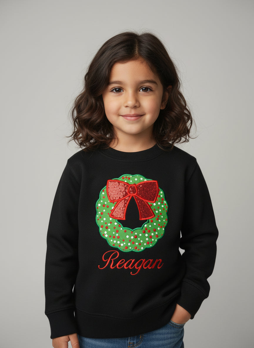 Christmas Wreath Sweatshirt - Petite & Sassy Designs