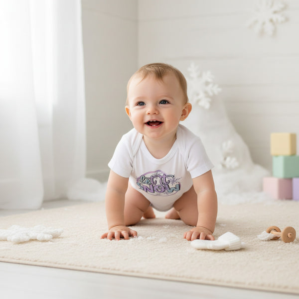 Let It Snow Baby Onesie®, Winter Baby Bodysuit, Snowflake Christmas Outfit