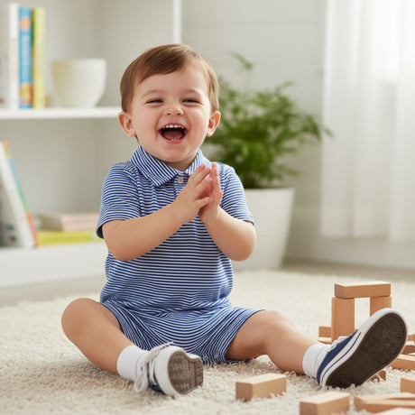 Boy's Polo Navy Stripe Romper