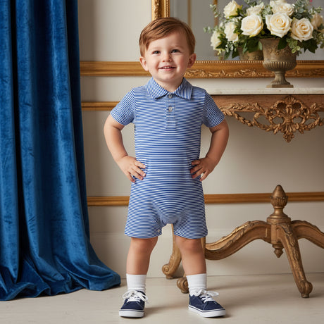 Boy's Polo Navy Stripe Romper