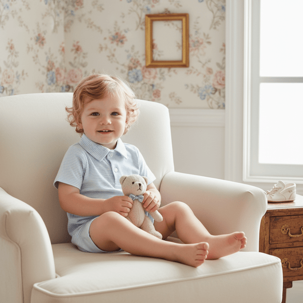 Boy's Polo Light Blue Stripe Romper - Petite & Sassy Designs
