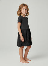 Girls Fine Jersey Dress in Vintage Smoke/Black Leopard
