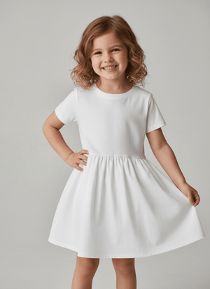 Girls Fine Jersey Dress in White - Petite & Sassy Designs