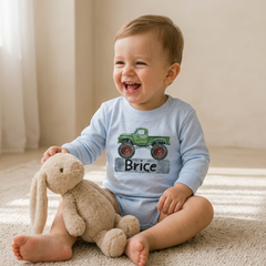 Personalized Monster Truck Long Sleeve Bodysuit