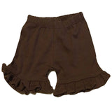 Brown Ruffle Hem Shorts