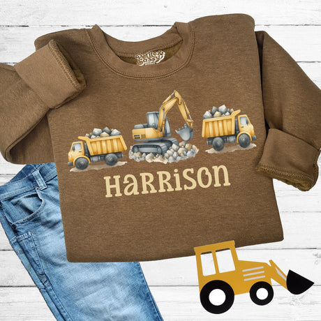 Construction Kids Sweatshirt | Toddler Truck Lover Shirt | Boys Bulldozer Dump Truck Crewneck - Petite & Sassy Designs