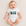 Baby wearing a white onesie with 'BUBS' print on a light background