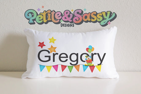 Personalized Circus Theme Pillow Case - Petite & Sassy Designs