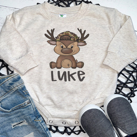 Personalized Deer Hunter Long Sleeve Baby Bodysuit