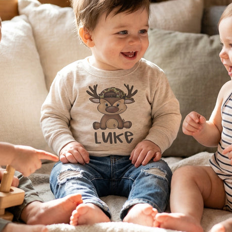 Personalized Deer Hunter Long Sleeve Baby Bodysuit