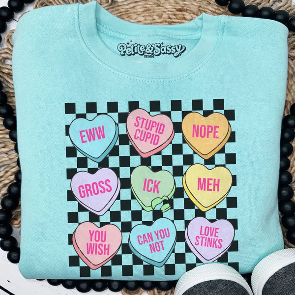 Eww Funny Candy Hearts Sweatshirt - Petite & Sassy Designs
