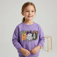 BOO Faux Applique Sweatshirt in Purple - Petite & Sassy Designs