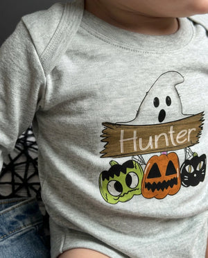 Close up of pumpkin banner with custom name