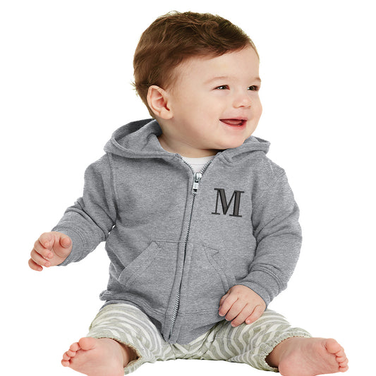 Gray Infant Full Zip Fleece Hooded Sweatshirt Jacket