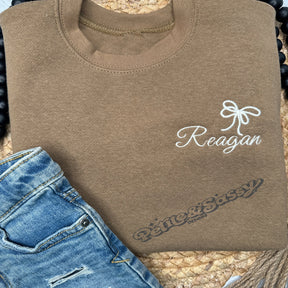 Embroidered Bow Monogram Sweatshirt - Petite & Sassy Designs