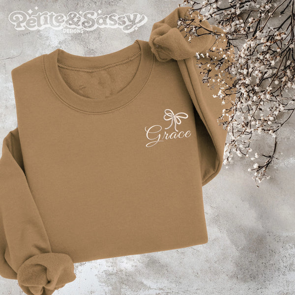 Embroidered Bow Monogram Sweatshirt - Petite & Sassy Designs