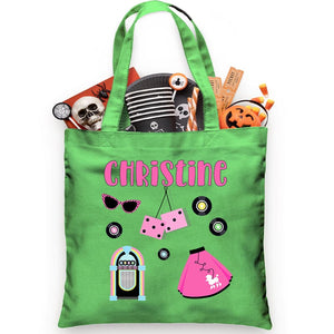 50's Themed Trick or Treat Green Tote Bag - Petite & Sassy Designs