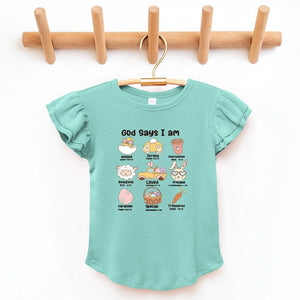 God Says I Am Flutter Sleeve Top - Petite & Sassy Designs