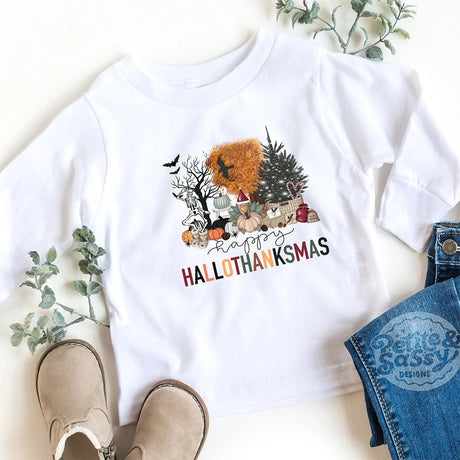 Happy Hallothankmus Long Sleeve Tee - Petite & Sassy Designs