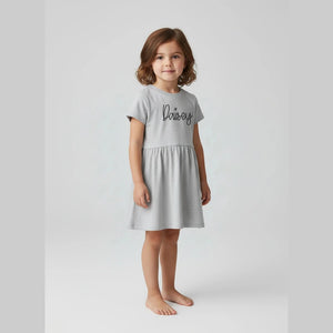 Girls Fine Jersey Dress in Heather - Petite & Sassy Designs