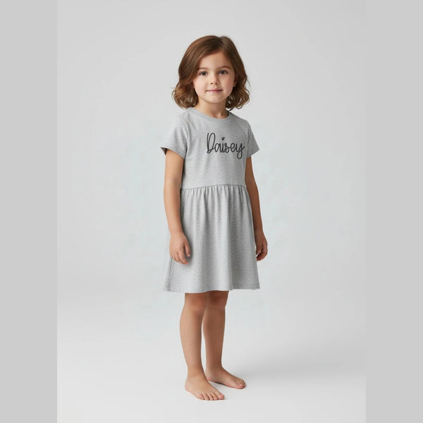Girls Fine Jersey Dress in Heather - Petite & Sassy Designs