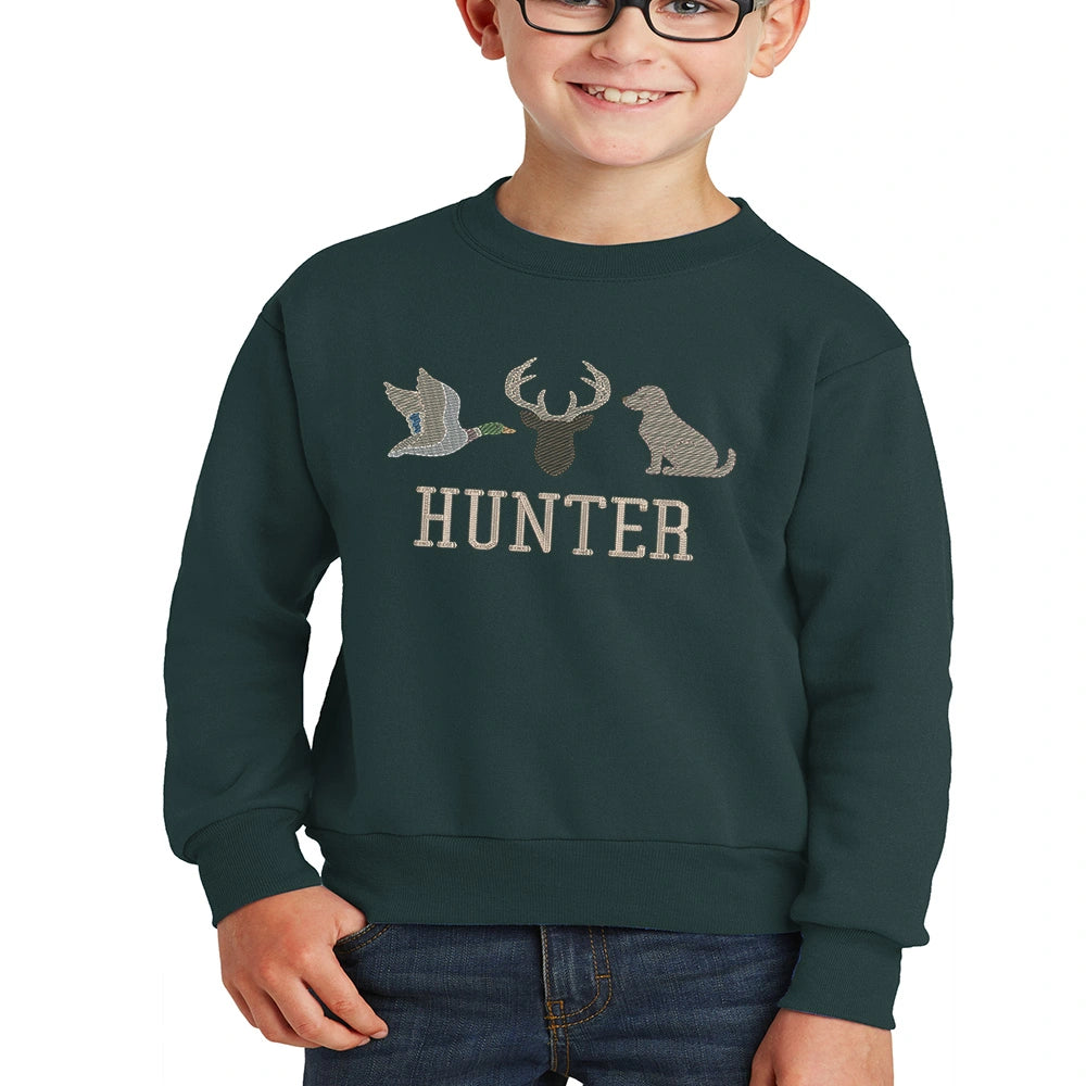 Duck Deer Dog Embroidered Sweatshirt