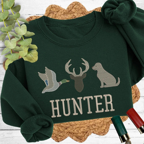 Duck Deer Dog Embroidered Sweatshirt - Petite & Sassy Designs