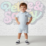 Boy's Polo Light Blue Stripe Romper