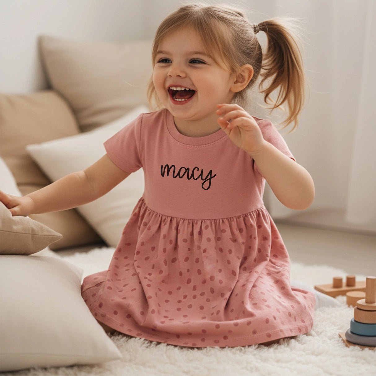 Girls Fine Jersey Dress in Mauvelous/Mauvelous Spot