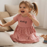 Girls Fine Jersey Dress in Mauvelous/Mauvelous Spot
