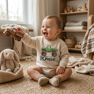 Personalized Monster Truck Long Sleeve Bodysuit