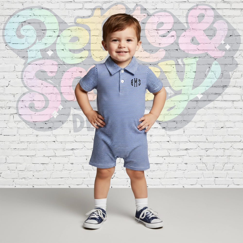Boy's Polo Navy Stripe Romper
