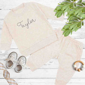 Personalized Baby Jogger Set - Oat - Petite & Sassy Designs