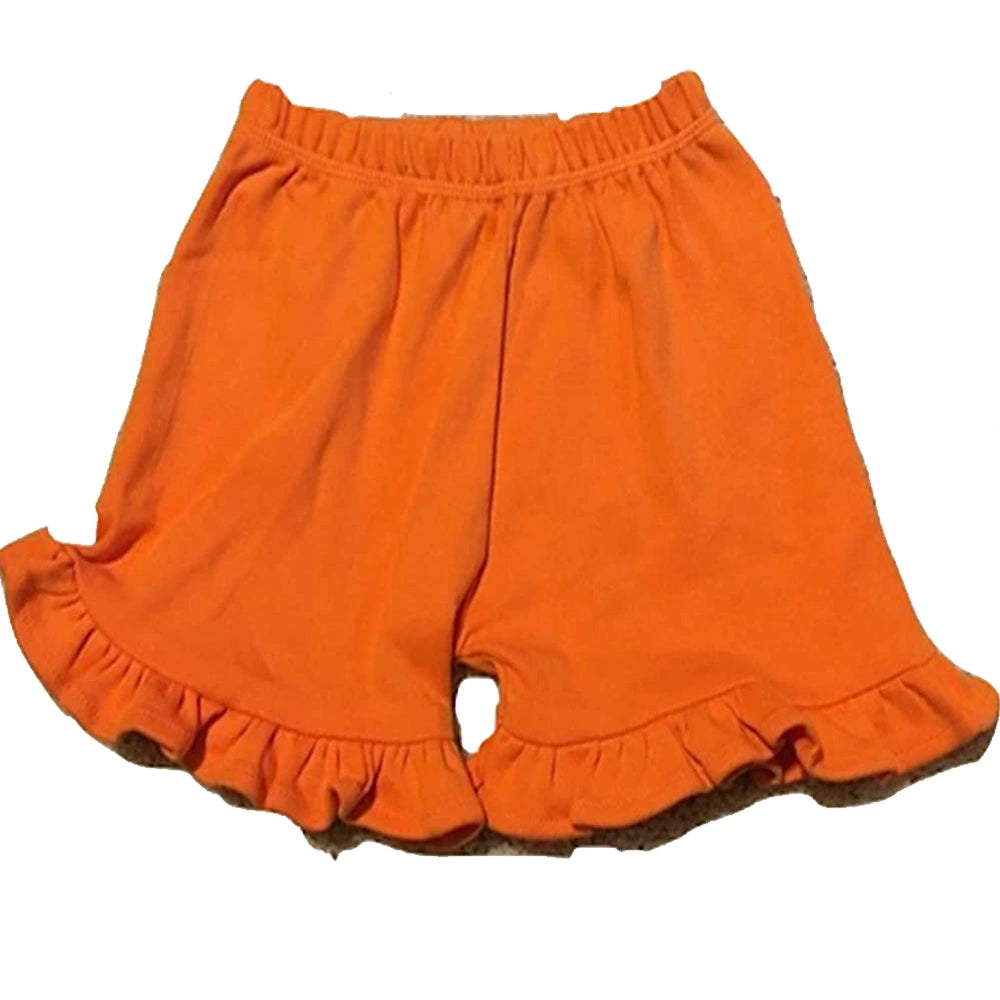 Orange Ruffle Hem Shorts