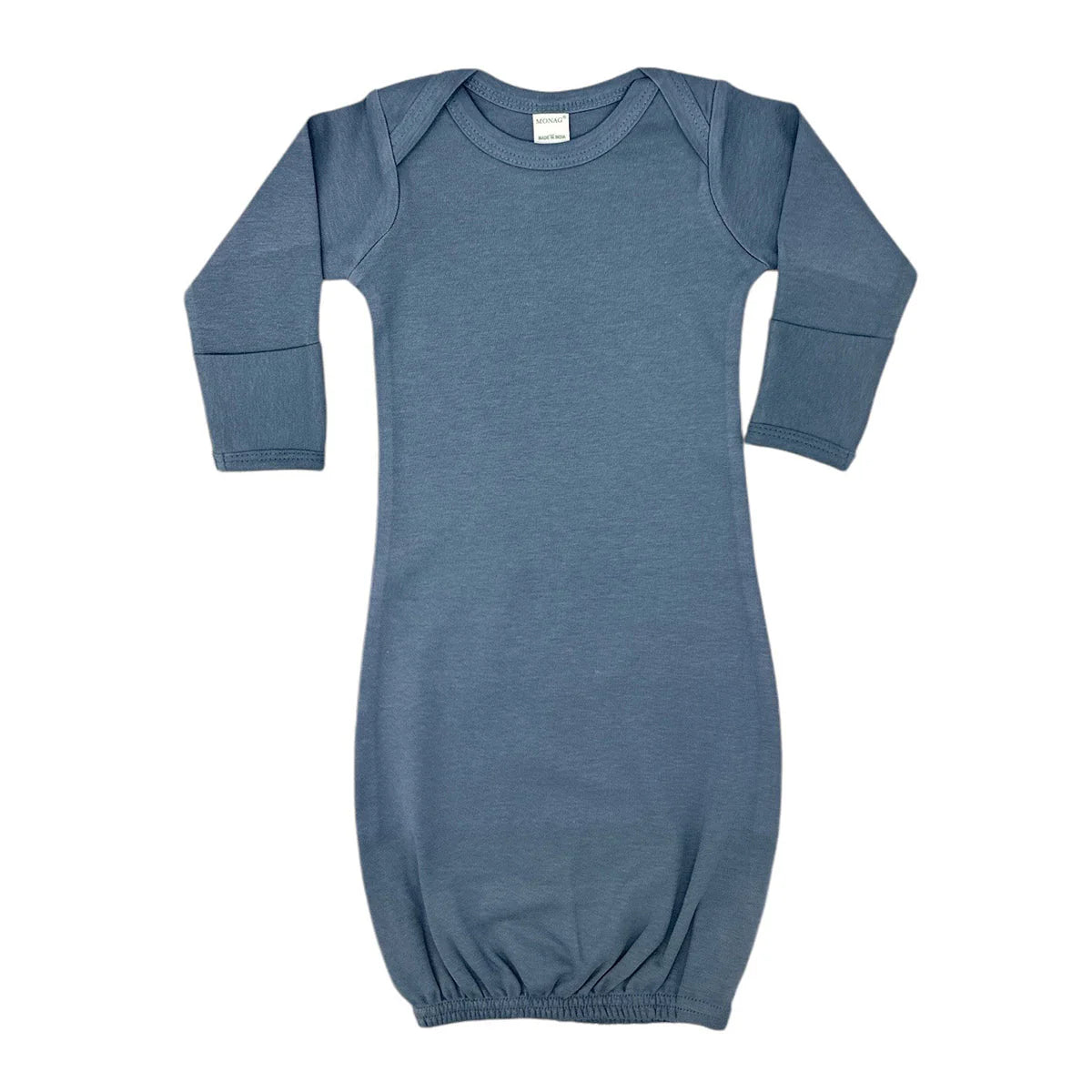 Long Sleeve Organic Baby Gown in Harbor Blue - Petite & Sassy Designs