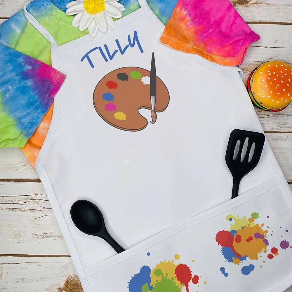 Personalized Paint Pallet Kids Apron - Petite & Sassy Designs
