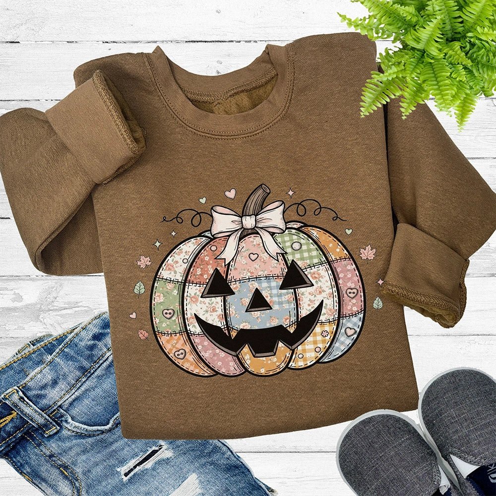 Patchwork Jack - o’ - Lantern Sweatshirt - Petite & Sassy Designs