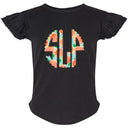 Peaches Monogram Flutter Sleeve T-shirt - Petite & Sassy Designs