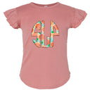 Peaches Monogram Flutter Sleeve T-shirt - Petite & Sassy Designs