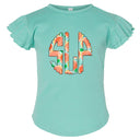 Peaches Monogram Flutter Sleeve T-shirt - Petite & Sassy Designs