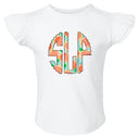 Peaches Monogram Flutter Sleeve T-shirt - Petite & Sassy Designs