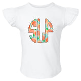 Peaches Monogram Flutter Sleeve T-shirt