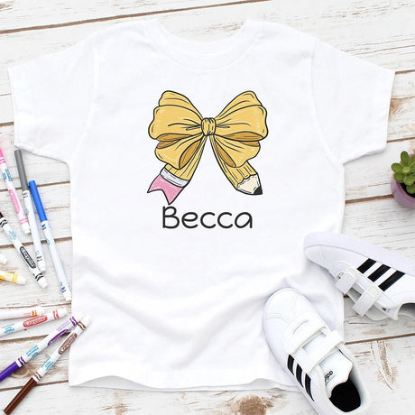 Personalized Pencil Bow School Shirt - Petite & Sassy Designs