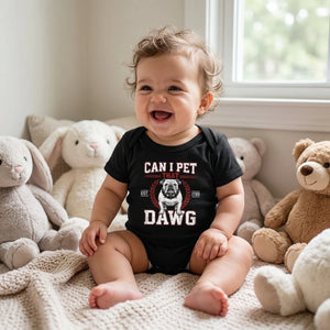 Can I Pet That Dawg Baby Black Bodysuit - Petite & Sassy Designs