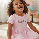 Girls Fine Jersey Dress in Pink