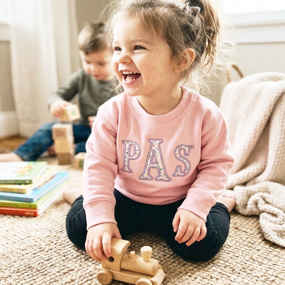 Embroidered Floral Applique Monogram Sweatshirt - Petite & Sassy Designs